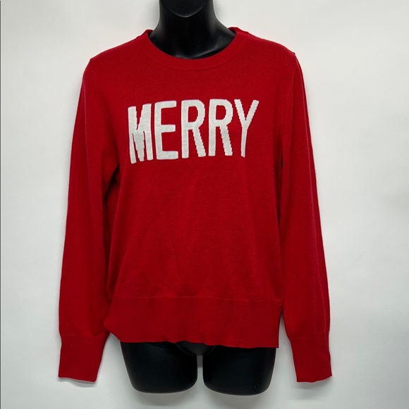 Red 'MERRY' Sweater Alex Marie size med Christmas - Picture 1 of 6